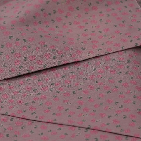tessuto americano tortora con fiorellini rosa HFT 140 x100 cm