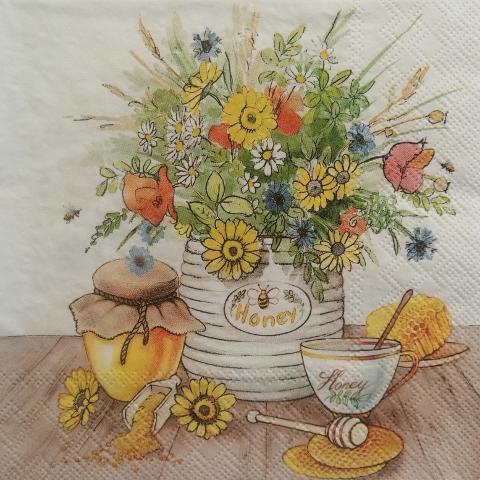 tovaglioli per decoupage vaso di fiori e miele arti e grafica busta da 2 pezzi  33 x 33 cm