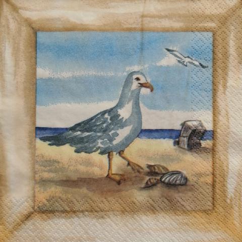 tovaglioli per  decoupage gabbiano sulla spiaggia arti e grafica busta da 2 pezzi 33 x 33 cm