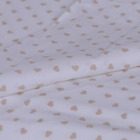 Tessuto Stoffa in cotone bianco con cuori  sabbia stafil  145 x 50 cm