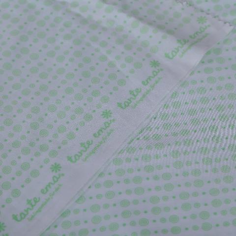Stoffa Tante Ema bianca con cerchi verde chiaro TANTE EMA 130X30CM