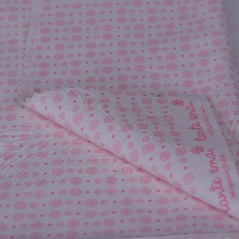Stoffa Tante Ema bianca con cerchi rosa TANTE EMA 130X30CM