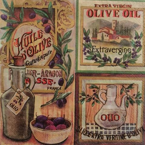 tovaglioli per decoupage olio e olive arti e grafica busta da 2 pezzi 33x33 cm