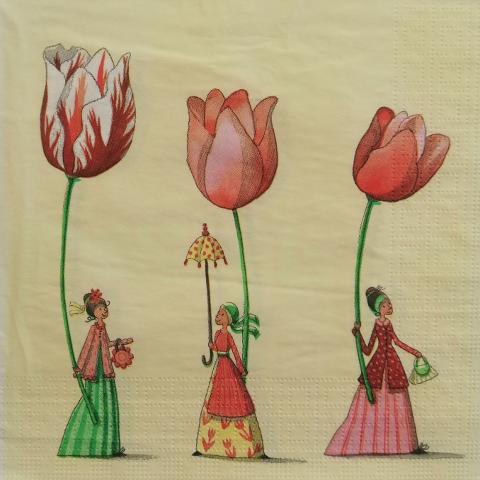 tovaglioli per decoupage dame con tulipani arti e grafica busta da 2 pezzi 33x33 cm