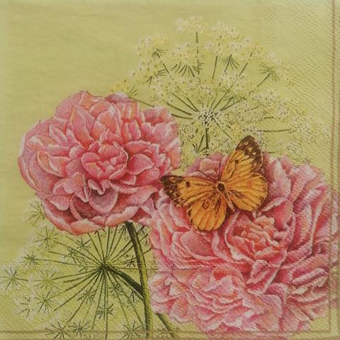 tovaglioli per decoupage fiori e farfalla arti e grafica busta da 2 pezzi 33x33 cm