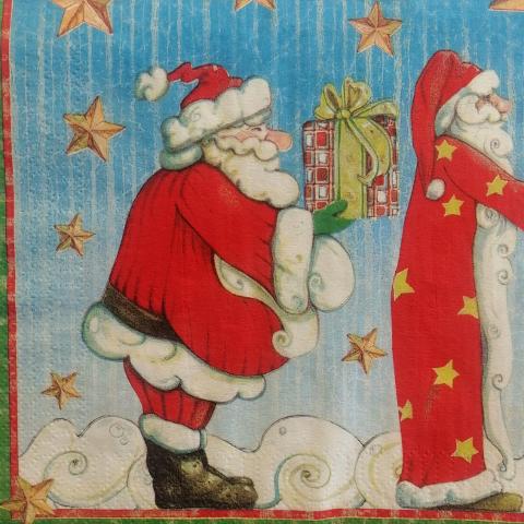 tovaglioli per decoupage  Babbo Natale con doni arti e grafica busta da 2 pezzi 33x33