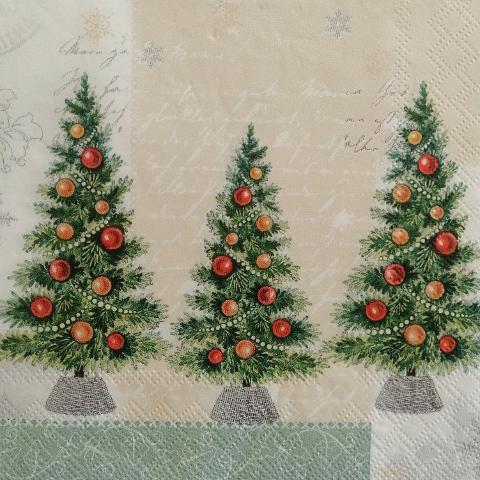 tovaglioli per  decoupage alberi di natale addobbati arti e grafica busta da 2 pezzi 33x33