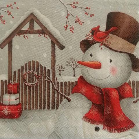 tovaglioli per  decoupage  natalizio pupazzo di neve arti e grafica busta da 2 pezzi 33x33