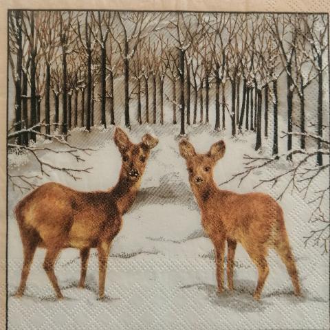 tovaglioli per  decoupage  natalizio cerbiatti sulla neve arti e grafica busta da 2 pezzi 33x33