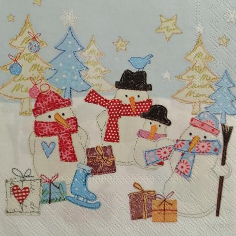tovaglioli per  decoupage  natalizi pupazzi neve arti e grafica busta da 2 pezzi 33x33