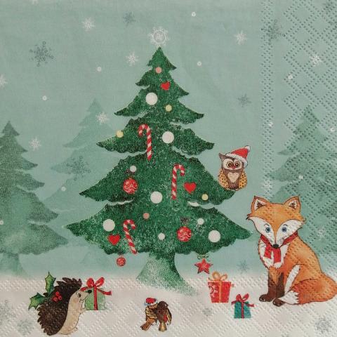 tovaglioli per decoupage natalizio animali del bosco arti e grafica busta da 2 pezzi 33x33