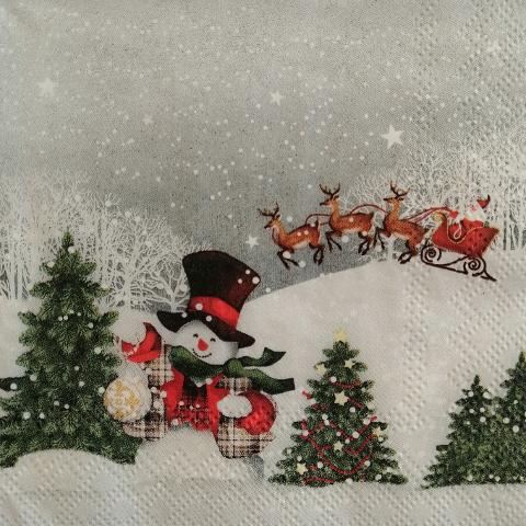 tovaglioli per decoupage natalizio pupazzo di neve nel bosco arti e grafica busta da 2 pezzi 33x33