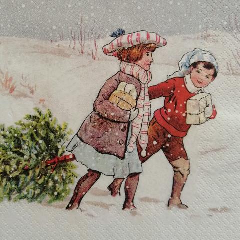 tovaglioli per decoupage natalizio bambini vittoriani arti e grafica busta da 2 pezzi 33x33