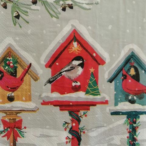 tovaglioli per decoupage natalizio nidi con uccellini arti e grafica busta da 2 pezzi 25x25