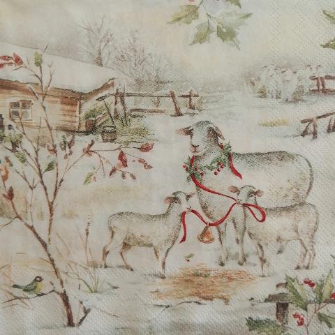 tovaglioli per decoupage natalizio pecore sulla neve arti e grafica busta da 2 pezzi 33x33