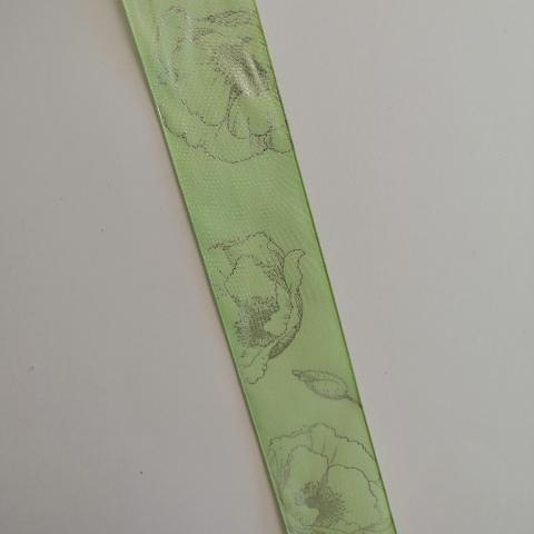 nastro al metro verde acqua con decori argento Stafil 40mm x 1 mtcu