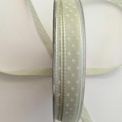 nastro verde salvia chiaro con stelline  goldina  10 mm x 1 metro