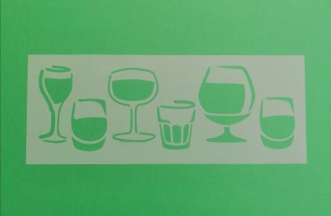 Stencil con bicchieri stamperia 38 x 15