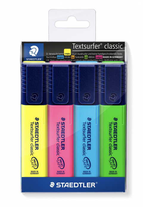 Set evidenziatore 4 colori staedtler  textsurfer classic - Ink-Jet Safe