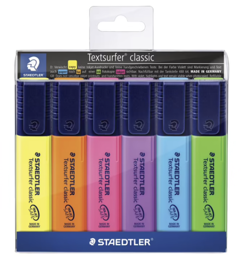 Set evidenziatore 6 colori staedtler  textsurfer classic - Ink-Jet Safe