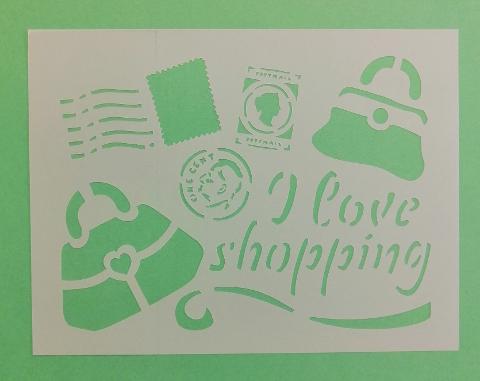 Stencil i love shopping stamperia 15 x 20