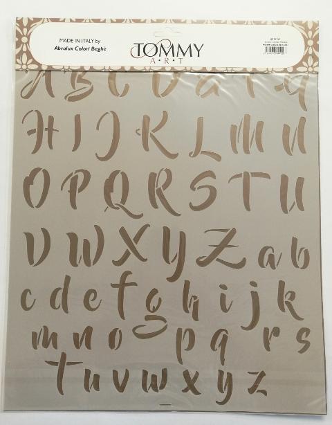 Stencil alfabeto corsivo moderno tommy art 34 x 40 cm