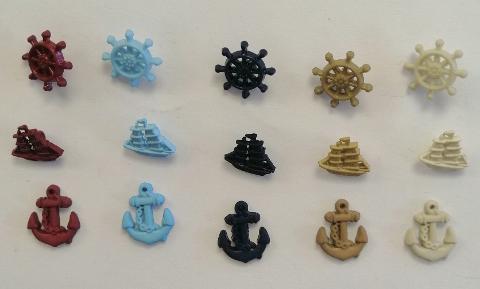 Bottoni decorativi in resina soggetti marini stafil 15 pezzi di 1cm
