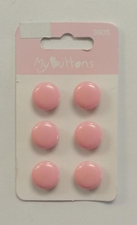 Bottoni rosa  stafil busta da 6 pezzi diametro1,2 cm