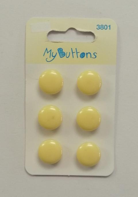 Bottoni in resina gialli stafil busta da 6 pezzi diametro1,2 cm
