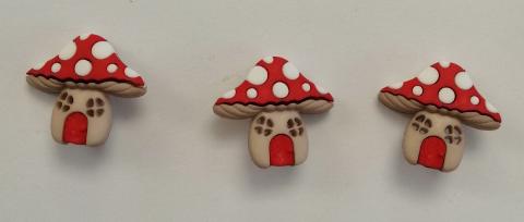 Bottoni decorativi in resina a forma di funghi stafil busta da 3 pezzi 3 cm circa