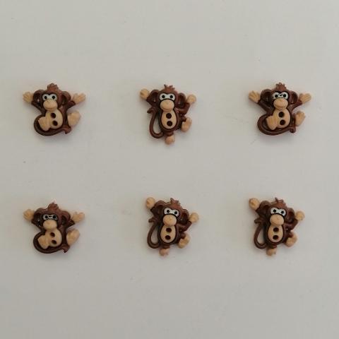 Bottoni decorativi  in resina a forma di scimmie stafil busta da 6 pezzi 1.5 cm circa