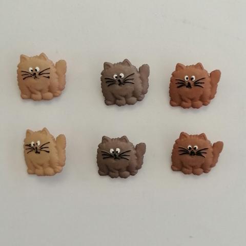Bottoni decorativi  in resina a forma di gatti stafil busta da 6 pezzi 2 cm circa