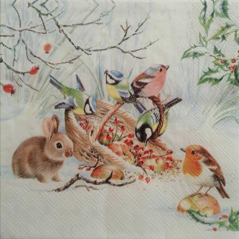 tovaglioli per decoupage uccellini e conigli arti e grafica busta da 2 pezzi 33x33 cm