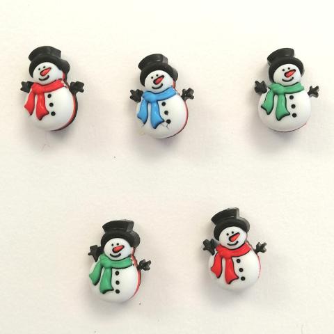 Bottoni decorativi  in resina pupazzo di neve  stafil busta da 15 pezzi 2cm circa