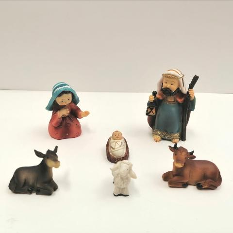 Set Sacra Famiglia più animali per Presepe Dekoprojekt Sandro Scheuerer e K. 6 Pezzi