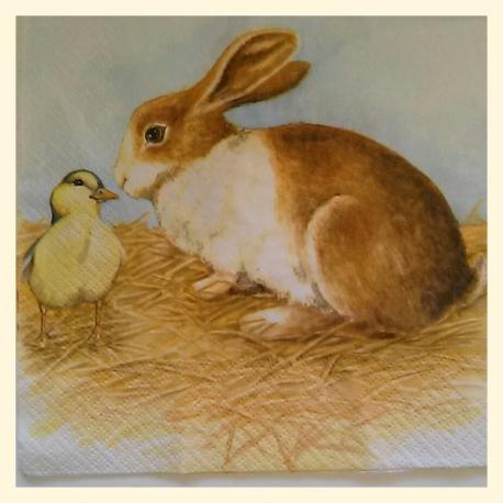 Tovagliolo per decoupage animali coniglio e papera arti e grafica  busta da  2 pezzi 33x33