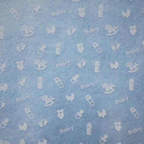 Pannolenci celeste con disegni baby H 90cm x 50cm arti e grafica tessuto