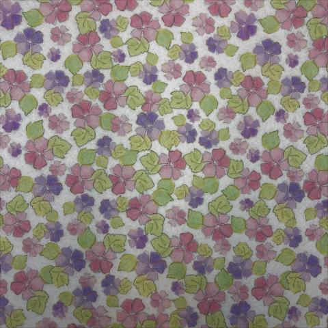Feltro stampato fiori rosa viola e verdi stamperia 30x30