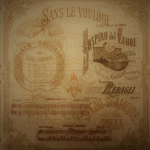 pannolenci stampato vintage con nopte musicali stamperia 30x30