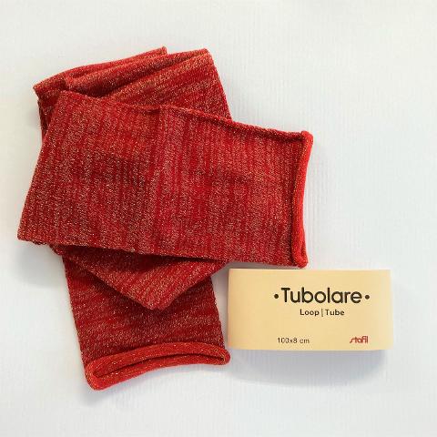 Tubolare Loop Rosso con filo Oro Stafil 100x8 cm