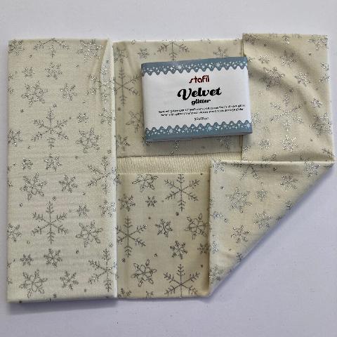 Stoffa cotone azzurra con nuvole e stelle bianchi e beige stafil