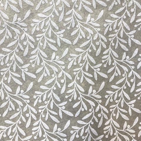 Pannolenci beige con decori di foglie bianche 1 mm stafil h 90 x 50 cm