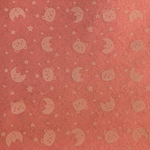 Pannolenci Rosa con Lune e Orsacchiotti Bianchi 1mm Stafil 90 x 50cm