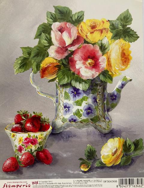 Carta 3D per Découpage - Vaso con Fiori stamperia 29 cm x 23 cm