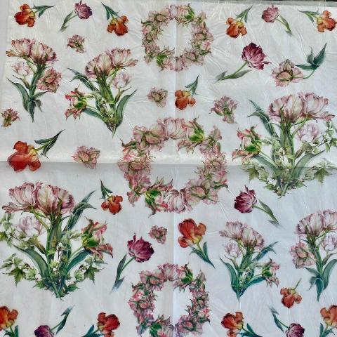 Tovagliolo in carta riso - Fiori rosa e viola Stamperia 50 x 50 cm -  Bagheria (Palermo)