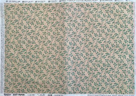 Carta velo - Foglie stilizzate verdi su sfondo Avorio SC3 TODO Paper Soft 50x70 cm