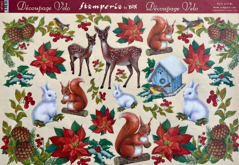 Carta velo - Animali e stelle di Natale (SC2) Stamperia 31 x 48 cm