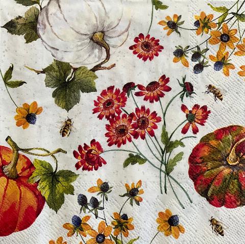 tovaglioli per decoupage zucche e fiori d'autunno arti e grafica busta da 2 pezzi 33x33