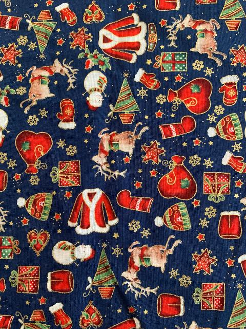 Stoffa fantasia natalizia renne, stelle, pacchi regalo, albero di natale, Arti e Grafica 140 x 50 cm