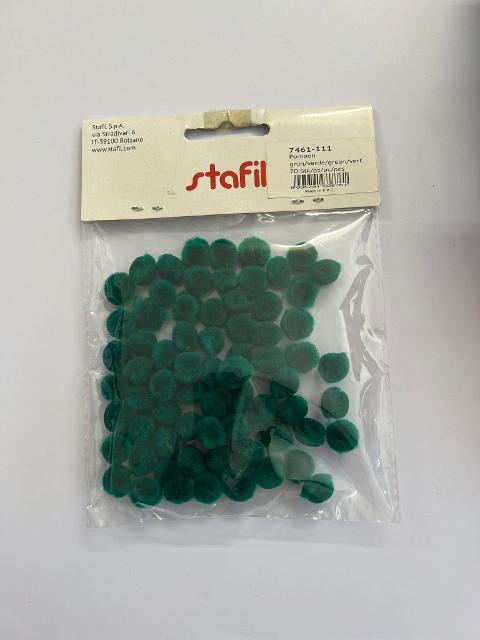 Pompon verdi (busta da 70 pezzi) stafil 10mm